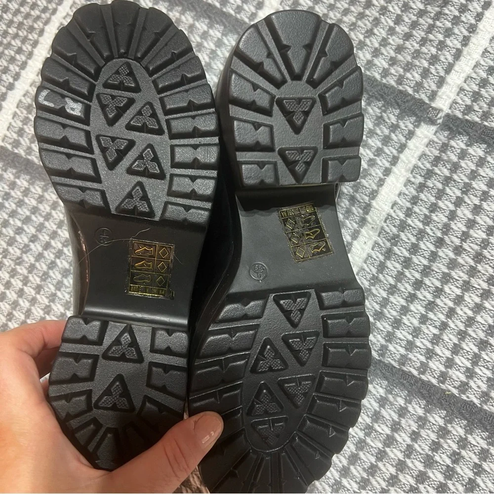 Nasty Gal Black Patent T Strap Platforms 6